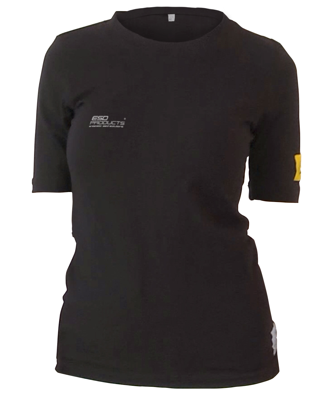 ESD Stretch T-Shirt Woman ATLY Short Sleeve Round Neck ALY20 Fabric Black Unisex XS - 473.ATLY-ALY20